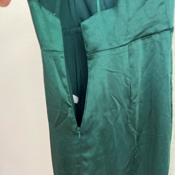 NWOT Make it Elegant Emerald Green Satin Strappy Maxi Dress - Picture 8 of 9